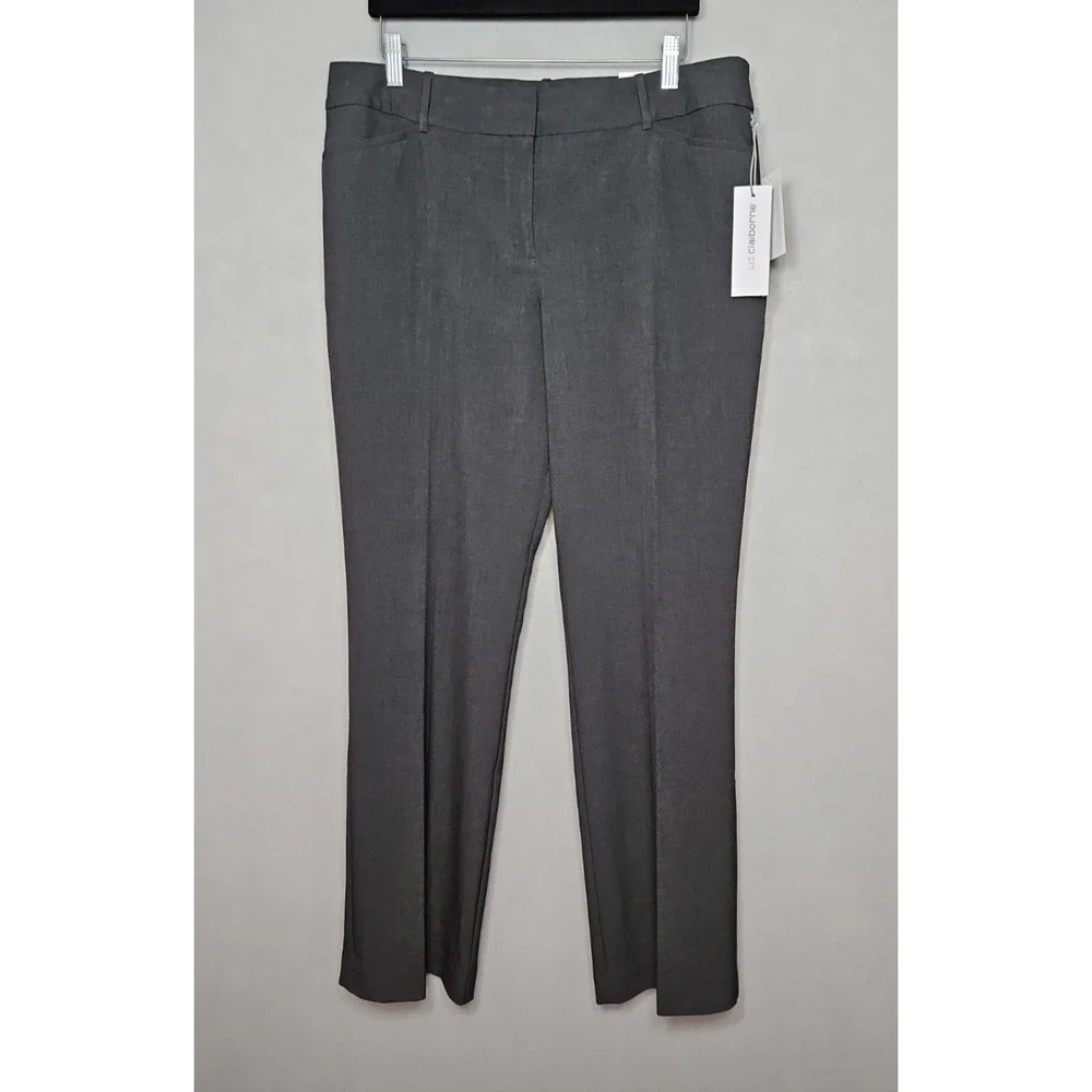 Liz Claiborne Womens Gray Audra Straight Leg Career Slacks Size 12 NWT